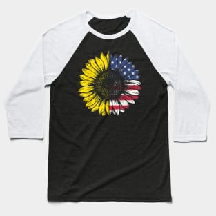 Sunflower American Flag Patriotic 4th Of July Tshirt Baseball T-Shirt